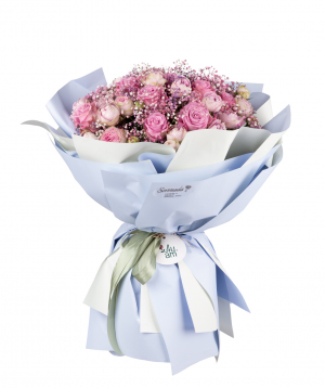 Bouquet `Albany` of roses and peony roses