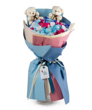 Sweet bouquet `Costa-Rica` with  soft toys