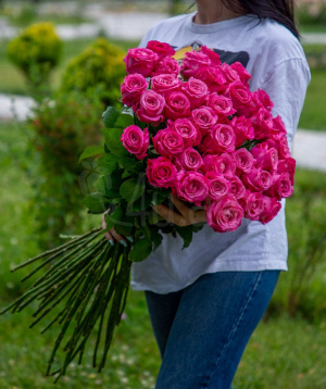 Розы «All 4 love» розовые 41 шт, 80 см