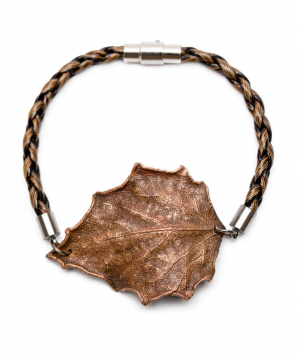 Bracelet `CopperRight` made from real poplar leaf