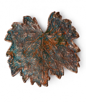 Brooch `CopperRight` made from real grapevine leaf