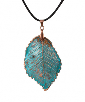 Pendant `CopperRight` made from real elm leaf