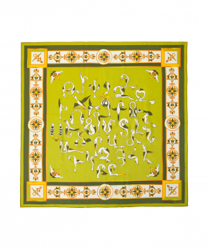 Scarf `Mashtotsyan` Light green ornament, medium
