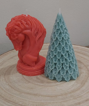 Candle «Blue Moon» Horse + Christmas Tree
