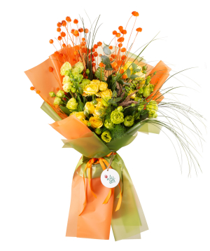 Bouquet ''Librizzi'' with bunch roses and lisianthus