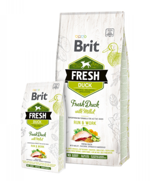 Корм для собак «Brit Fresh» утка и пшено, для активных собак, 12 кг