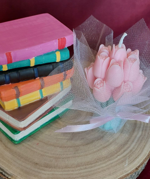 Candle set «Blue Moon» Books + Tulips, scented