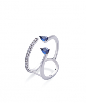 Ring `Lazoor` golden, with diamonds and sapphires №22