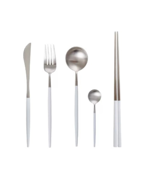 Cutlery set, 5 pcs, white