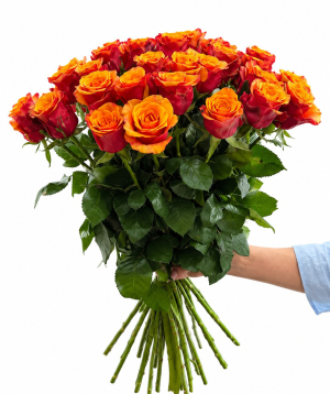 Rose «Harmony Flowers» red-orange, 70 cm, 29 pcs