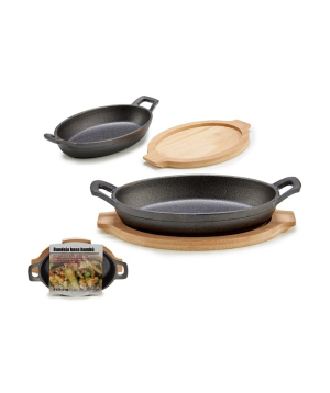Cast iron pan «Ashley Home» with wood tray, 22 x 12.5 x 5 սմ