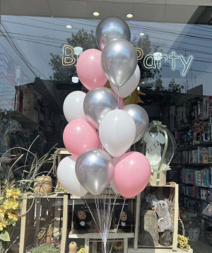 Balloons «Boom Party» pink, white and silver, 15 pcs