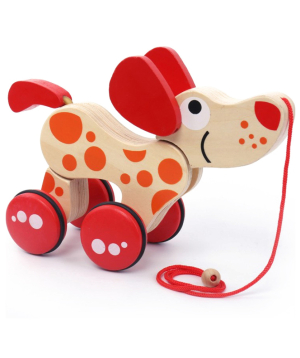 Wooden Dog with wheels