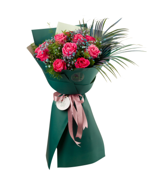 Букет `Падулес` из роз и гипсофилии