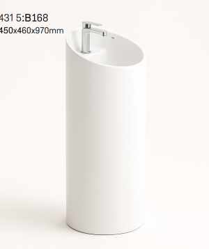 PERLA PEDISTAL BASIN B168 GLOSSY WHITE 450X460X970MM