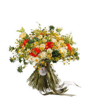 Bouquet ''Madona'' with roses and gerbera
