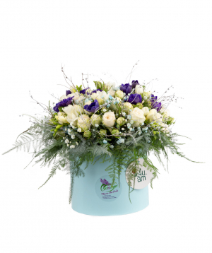 Arrangement `Achinsk` with spray roses and freesias
