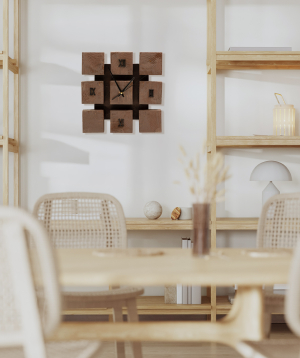 Wooden wall clock «Rustic Cube» №1