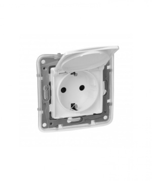 IP44  Վարդակ կափարիչով 2Բ+Հ 16Ա / 250Վ, Սպիտակ, ЕTIKA / NILOE