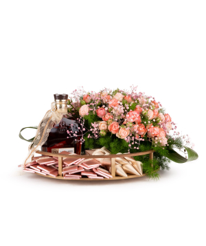 Wedding composition ''Vienne'' with cognac and flowers