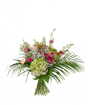 Bouquet `Valencia` with hydrangeas and anthuriums