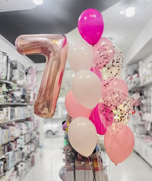 Balloons «Boom Party» pink, white and transparent, 13 pcs