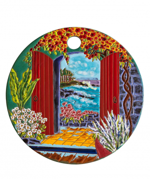 Cheese plate `ManeTiles` decorative, ceramic №38