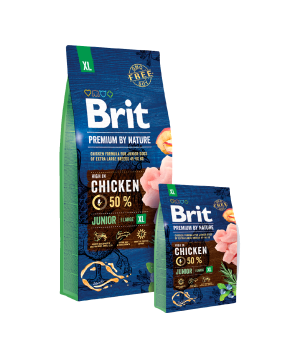 Puppy Food «Brit By Nature» Junior XL, chicken, for extra large breeds, 15 kg