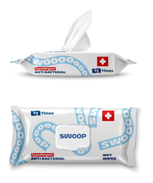 Antibacterial wet wipes SWOOP, 72 pcs