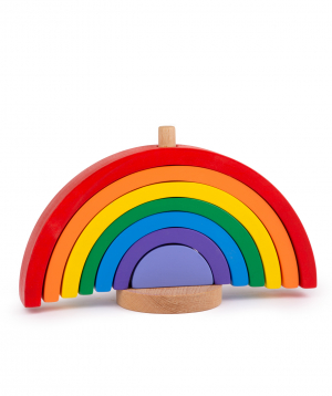 Toy `I'm wooden toys` tower, rainbow