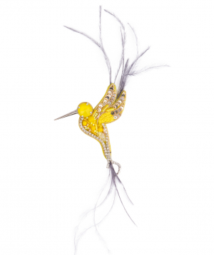 Brooch ''LilmArt'' hummingbird, yellow