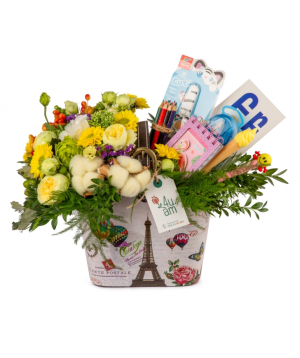 Composition `Portland` with flowers and stationery
