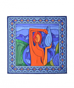 Scarf `Armenian painters` Minas, blue, medium