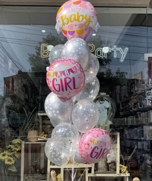 Balloons «Boom Party» Welcome Baby Girl, 14 pcs