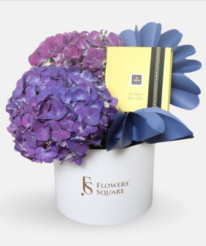 Dubai. Bouquet №072 with hydrangeas and Patchi chocolates