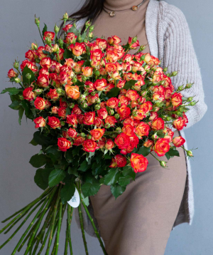 Spray roses, orange, 70 cm