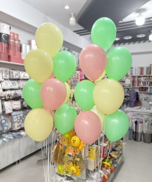 Balloons «Boom Party» green, yellow and pink, 20 pcs
