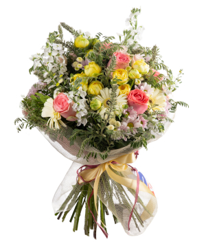 Bouquet «Fort» with roses and gerberas