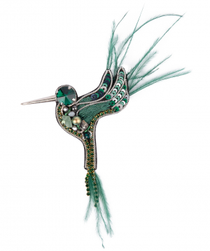 Brooch ''LilmArt'' hummingbird, green