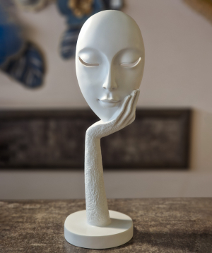 Statuette «Moonlight» Face, 35 cm, white