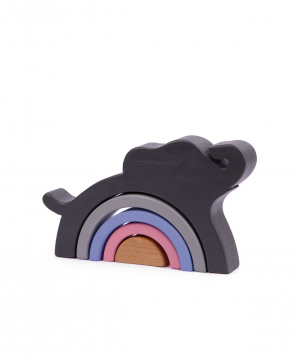 Toy ''I'm wooden toys'' rainbow-elephant