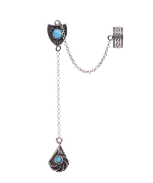 Silver earring №25 with natural stones, 1 pc