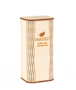 Tea `Partez` in a wooden souvenir box, sweet aroma mix
