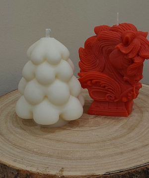 Candle «Blue Moon» Horse + Snowy Christmas Tree