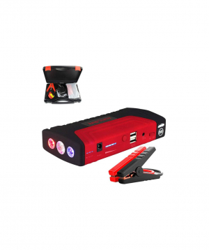 Multifunctional starter for car, motorcycle + flashlight + power bank (12V, 16800Mah, red)