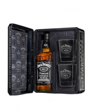 Whiskey `Jack Daniels` 700 ml in a box with glasses