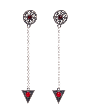 Silver earrings with natural stones №23