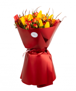 Bouquet ''Helena'' with spray roses, tulips and freesia