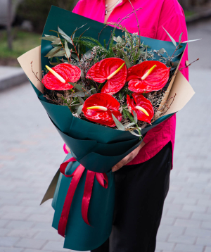 Bouquet «Faisanes» with anthuriums