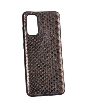 Case `Monarch` for phone, silicon, with a combination of genuine phyton leather №9